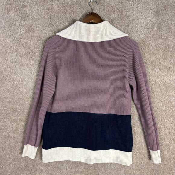 Madewell Glenbrook Sweater Womens XXS 2XS Purple Half‎ Zip Colorblock Wool Blend - Picture 8 of 9